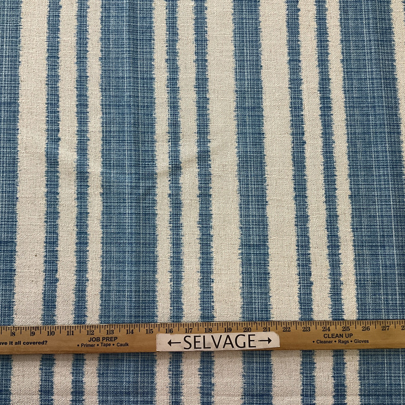 1.5 Yard Piece of Blue White Stripe | Upholstery Fabric | 54" Wide |By The Yard
