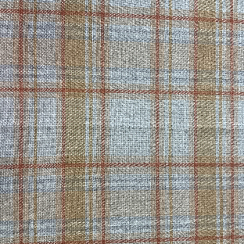 2.25 Yard Piece of Plaid Slub Weave in Orange / White / Light Grey | Upholstery Fabric | Heavy Weight | 54" Wide | By the Yard
