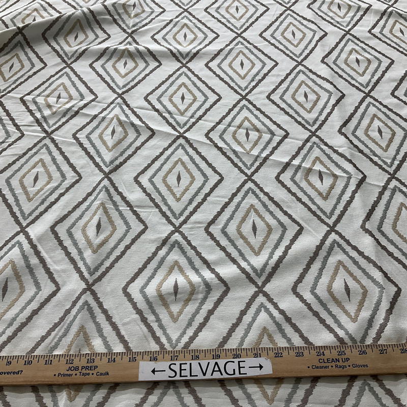 3 Yard Piece of Shalin Multi Diamond Embroidered Woven Stone | Medium Weight Woven Fabric | Home Decor Fabric | 53" Wide
