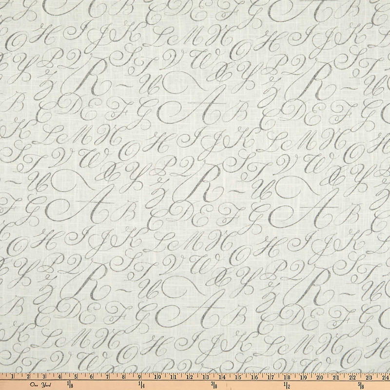 2 Yard Piece of Waverly Cursive Caps Linen Silver | Medium/Heavyweight Linen Fabric | Home Decor Fabric | 54" Wide | FDC0123-0696533-REM2