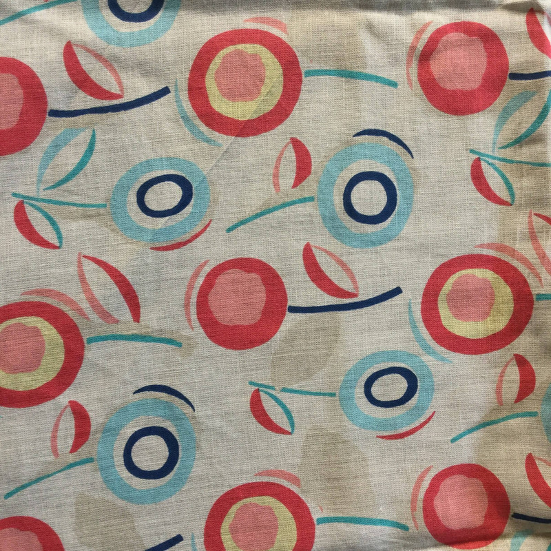 4 Yard Piece of Abstract Pink Blue Cherry Print Lightweight Woven Fabric | Poly Cotton | Drapery Apparel Lining Crafts