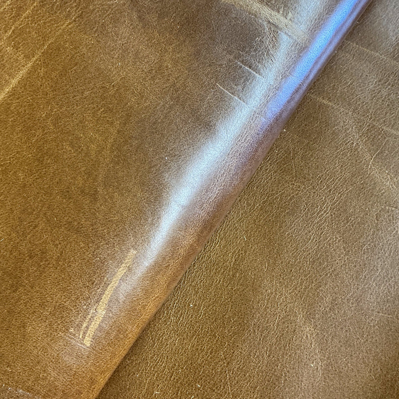 Hazelnut Brown Natural Grain Premium Leather Hide | Chrome Tanned | Oiled Shiny Finish | 50+ Square Feet | 1.1 mm / 2.5 ounce | Upholstery Leather