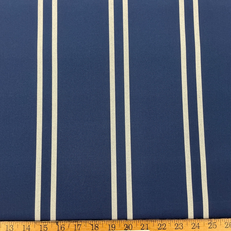 Recacril Dark Blue and White Stripe | Waterproof Awning & Marine Canvas | 100% Solution Dyed Acrylic | 47" Wide | By the Yard