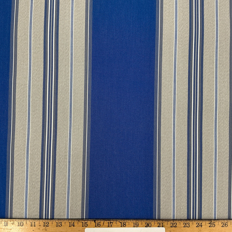 Recacril Tona Stripe R-445 Blue / Grey / White  | Waterproof Awning & Marine Canvas | 100% Solution Dyed Acrylic | 47" Wide | By the Yard