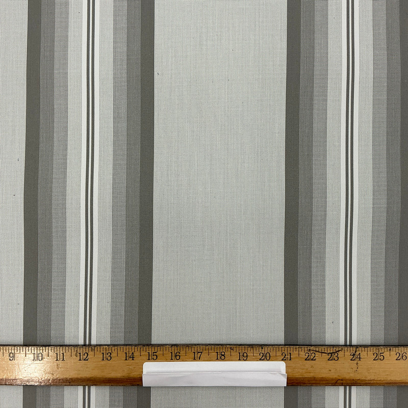 Recacril Pelham Stripe R-282 Grey / White  | Waterproof Awning & Marine Canvas | 100% Solution Dyed Acrylic | 47" Wide | By the Yard