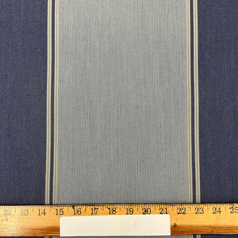 Recacril Daro Stripe R-335 Denim Blue / Grey  | Waterproof Awning & Marine Canvas | 100% Solution Dyed Acrylic | 47" Wide | By the Yard