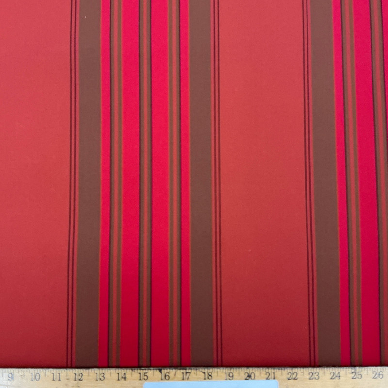Recacril Borgo Stripe R-070 Red / Brick Orange / Brown | Waterproof Awning & Marine Canvas | 100% Solution Dyed Acrylic | 47" Wide | By the Yard