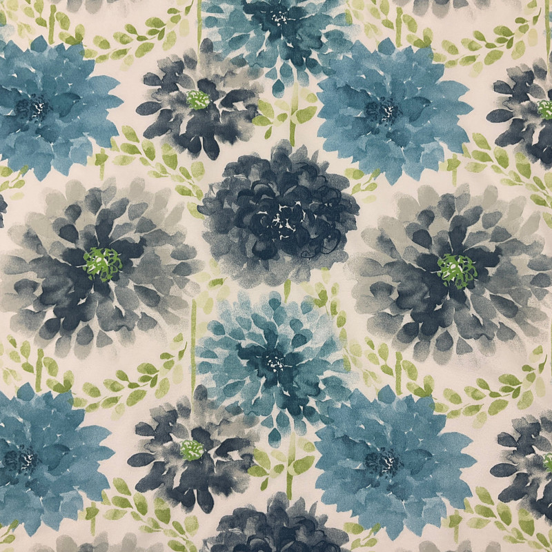 Gardenia in Seaglass | Outdoor Waterproof Upholstery Fabric | Floral | Blue / Green / White | Richloom Brand | 100% Polyester | 54" Wide | By the Yard.
