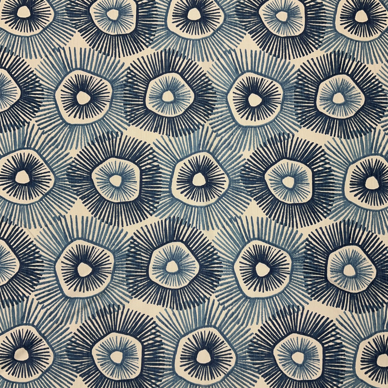 Pelican Island in Vista Blue | Home Decor / Curtain Fabric | Abstract Floral | Blue and White | Scott Living by Premier Prints | 100% Cotton | 54" Wide | By the Yard