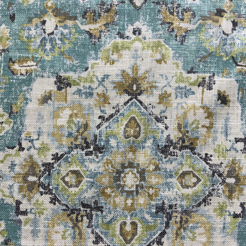 2 Yard Piece of Benbrook in Caribbean | Home Decor Fabric | Medallion Design in Turquoise / Yellow / White | Covington | 54" Wide | By the Yard