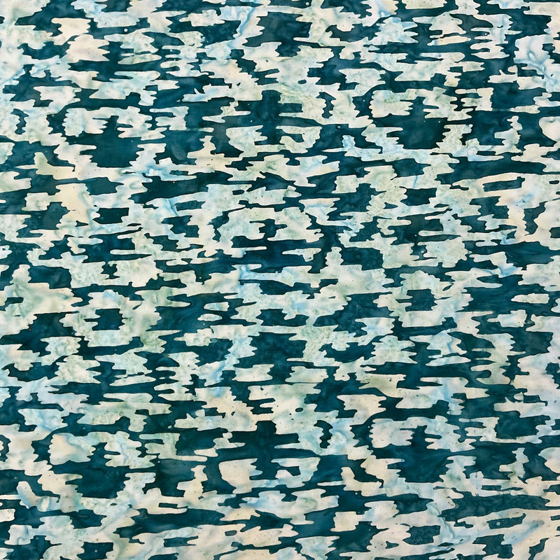 Boho Spirit Texture in Caribbean | Banyan Batiks | Quilting Fabric | 44" Wide | 100% Cotton | Abstract | Ocean Teal Blue / Light Green