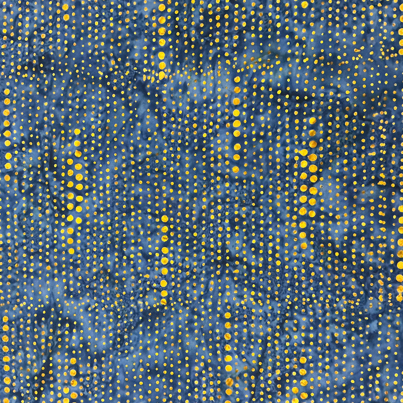 Boho Spirit Line Dot Navy | Banyan Batiks | Quilting Fabric | 44" Wide | 100% Cotton | Dot Design | Navy Blue / Gold Yellow