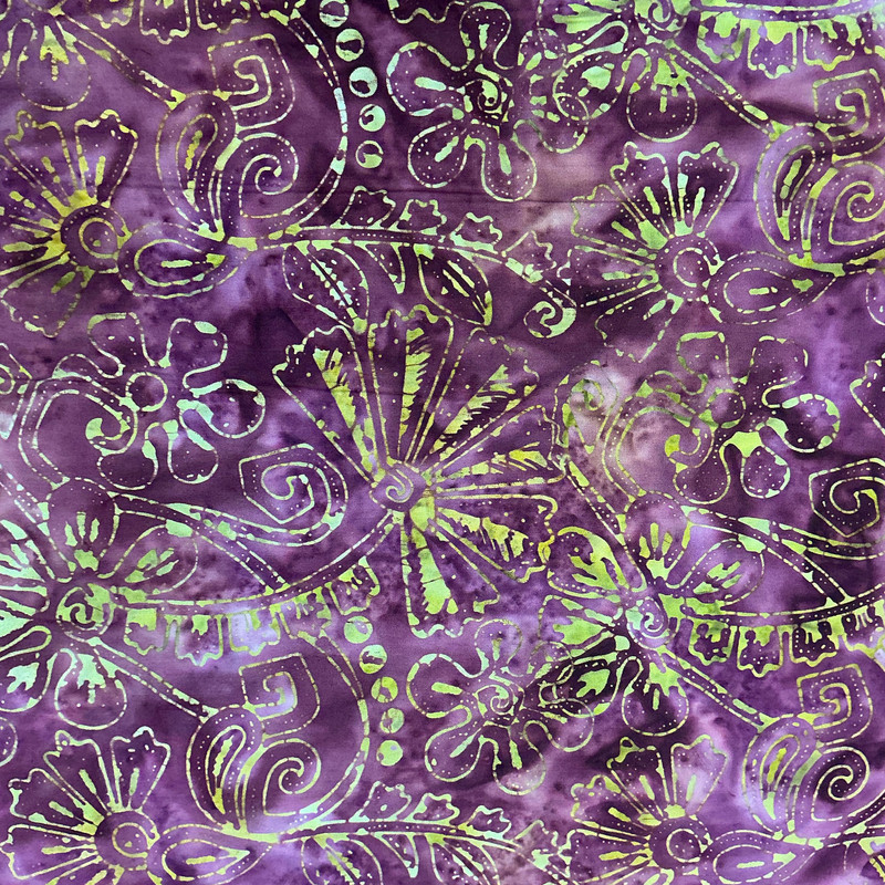 Boho Spirit Floral in Pansy | Banyan Batiks | Quilting Fabric | 44" Wide | 100% Cotton | Floral | Grape-Purple / Green