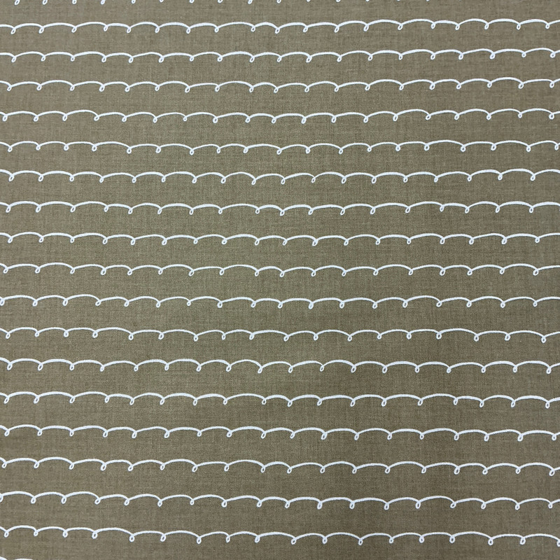 Paws & Play Yarn Stripe in Gold | Figo Fabrics | Quilting Fabric | 44" Wide | 100% Cotton | Stripes | Taupe / White