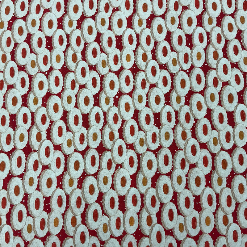 Field Trip Cookies in Red | Figo Fabrics | Quilting Fabric | 44" Wide | 100% Cotton | Cookies | Red / Orange / White