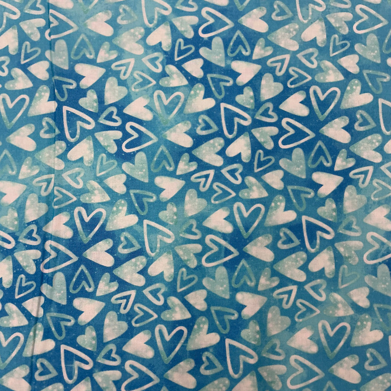 Sparkle Magic Hearts in Blue | Northcott | Quilting Fabric | 44" Wide | 100% Cotton | Hearts | Blue / White