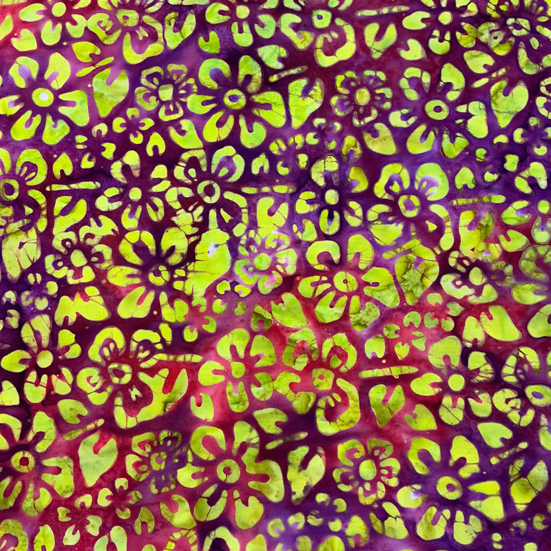 Garden Groove Main Floral in Berry Blend | Banyan Batiks | Quilting Fabric | 44" Wide | 100% Cotton | Floral | Red / Purple / Yellow