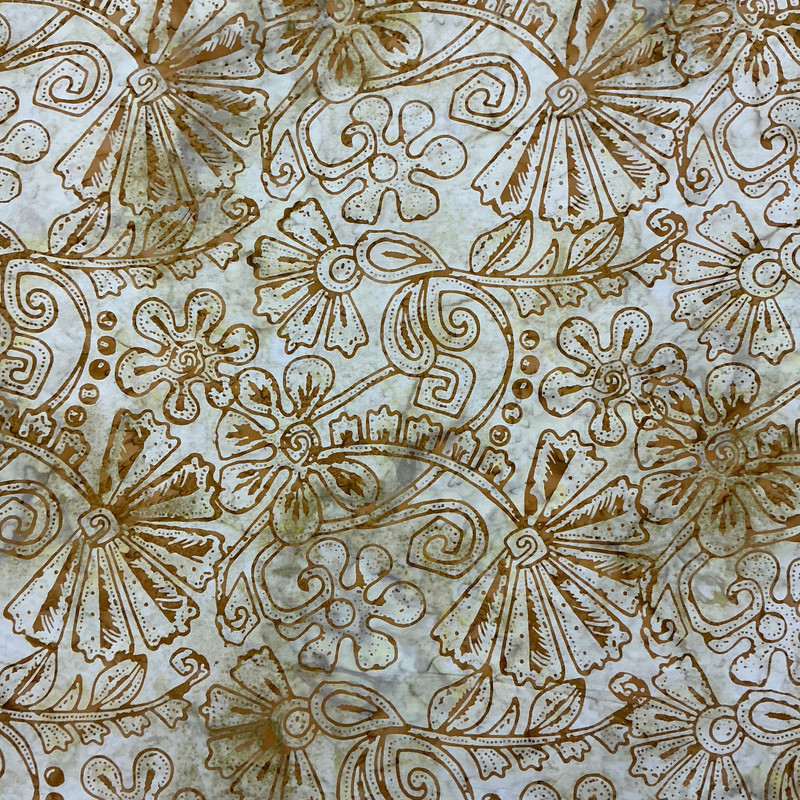 Boho Spirit Floral in Limestone | Banyan Batiks | Quilting Fabric | 44" Wide | 100% Cotton | Floral | Gold / Pale Yellow / Green