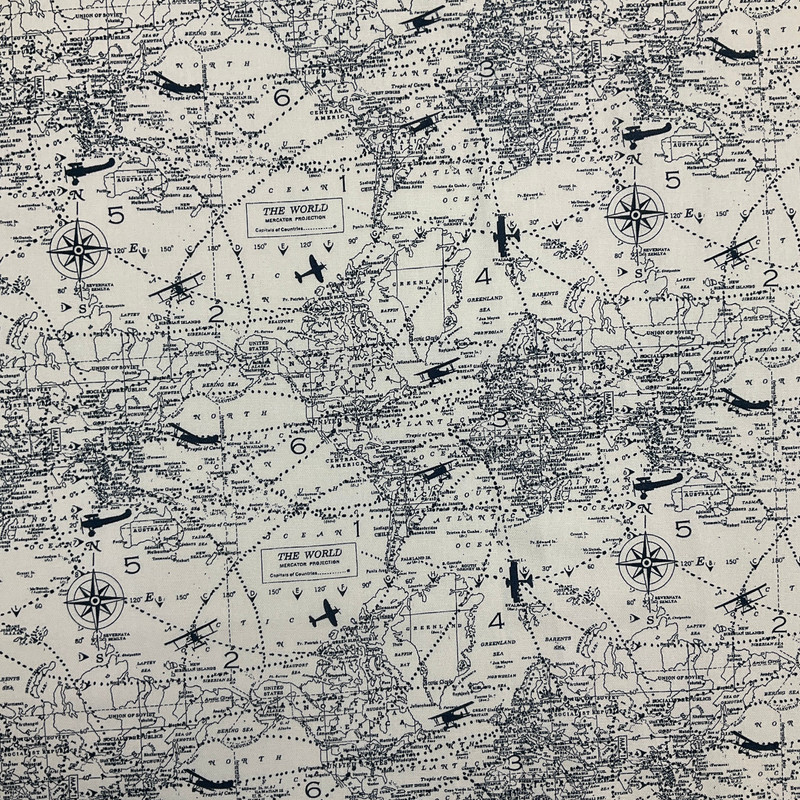 Air Traffic in Navy | Home Decor / Curtain Fabric | Blue and White | Premier Prints | 100% Cotton | 54" Wide | By the Yard