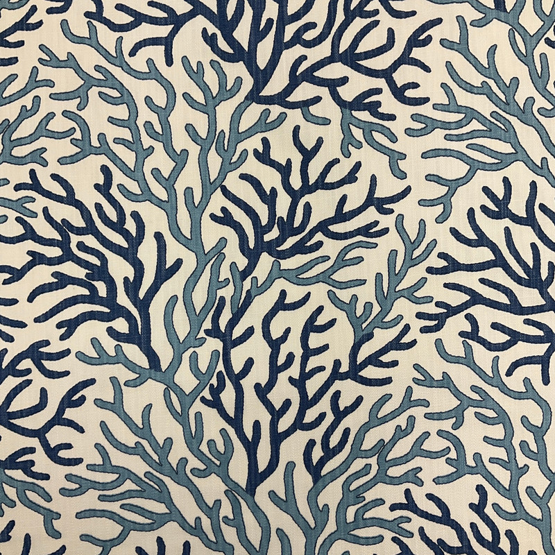 Coral Reef Vista in Tropical | Home Decor / Curtain Fabric | Slub Canvas | Blue and White | Scott Living for Premier Prints | 100% Cotton | 54" Wide | By the Yard