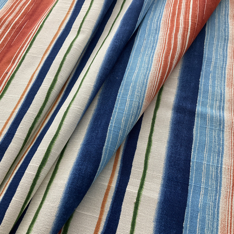 2.75 Yard Piece of Tommy Bahama Home Playa Eterna Seascape Stripe Canvas Carib | Medium Weight Canvas Fabric | Home Decor Fabric | 54" Wide
