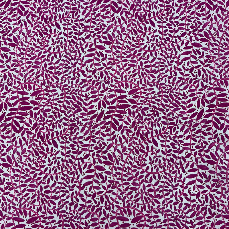 Folkscapes Fantasy Fern in Fuchsia / White | Benartex | Quilting Fabric | 44" Wide | 100% Cotton | Vining Leaves | Pink / White