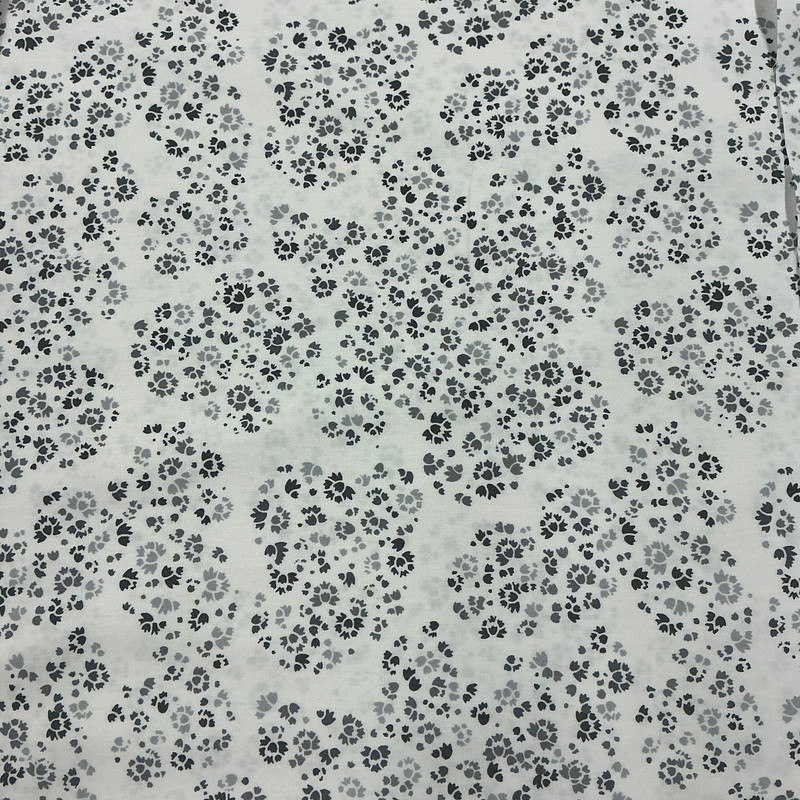 Spring Song Meadow in Cloud | Benartex | Quilting Fabric | 44" Wide | 100% Cotton | Floral | Grey / White