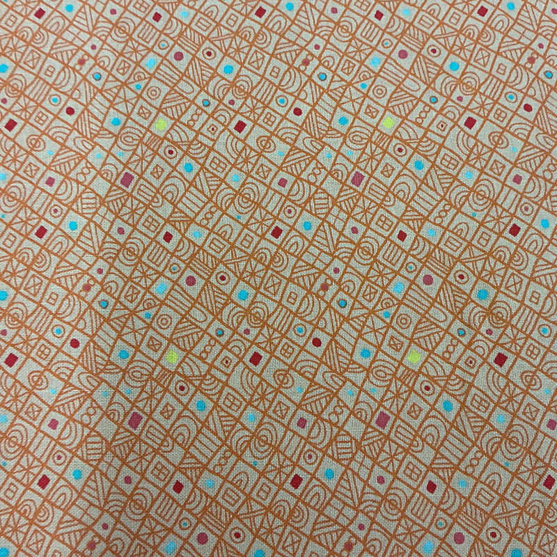 Elephant Joy Playful Geo in Orange | Benartex | Quilting Fabric | 44" Wide | 100% Cotton | Geometric | Orange / Blue / Yellow / Red