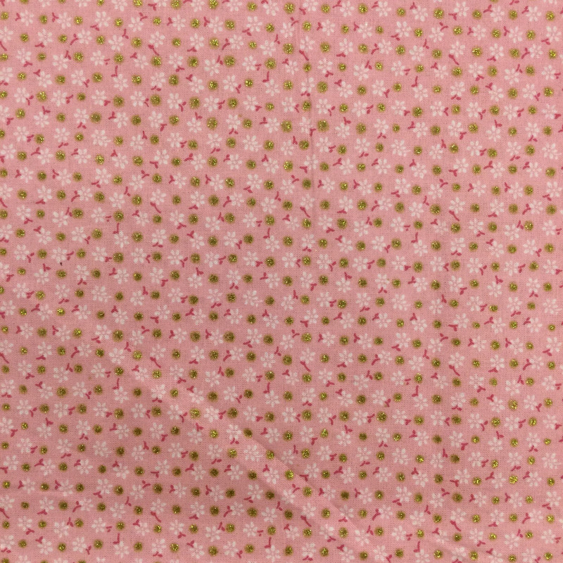 0.75 Yard Piece of Daisies in Pink and Metallic Gold | Quilting Fabric | 100% Cotton | 44 wide | By the Yard 2