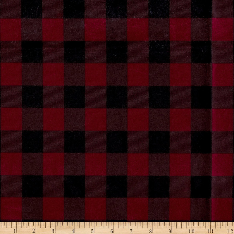 1.75 Yard Piece of Black/Red 6.75 oz Waxed Canvas Buffalo Check | Medium Weight Canvas Fabric | Home Decor Fabric | 60" Wide