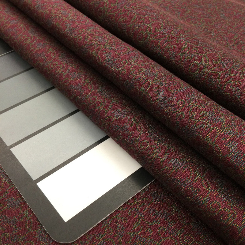 2.12 Yard Piece of Micro Swirl Jacquard Fabric  | Raspberry / Green  | Upholstery / Slipcovers | Medium Weight | 54" Wide | By the Yard