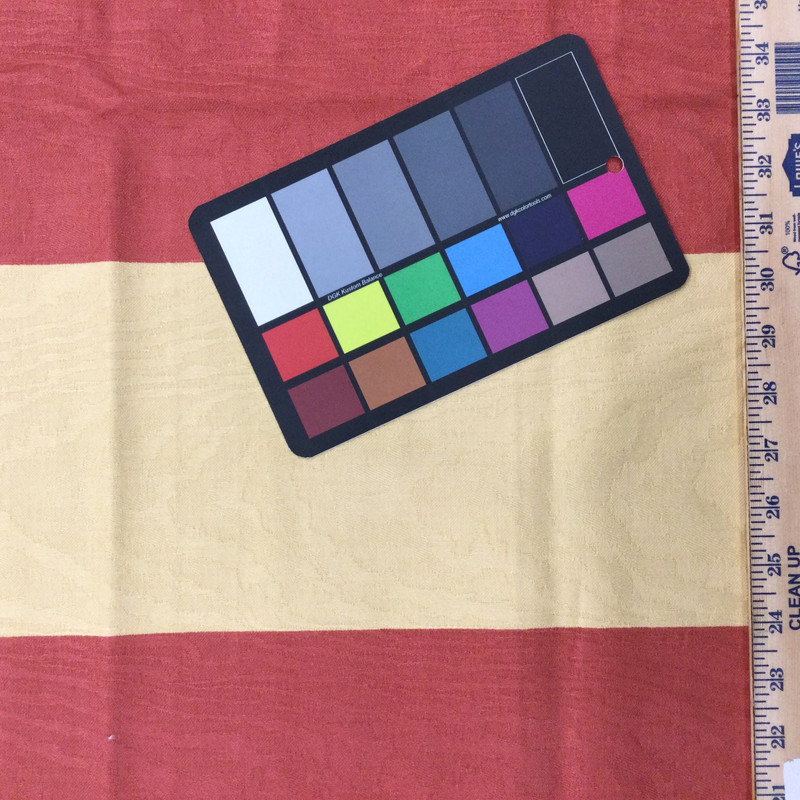 2.25 Yard Piece of Moire Wide Stripes in Red and Yellow | Home Decor / Drapery Fabric | P/Kaufmann | 54" Wide | By the Yard