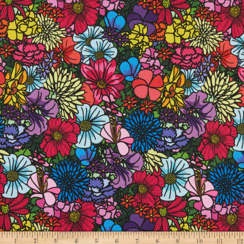 2 Yard Piece of Ottertex Canvas Printed Waterproof Meadow Multi | Heavyweight Outdoor, Canvas Fabric | Home Decor Fabric | 60" Wide