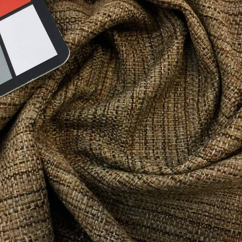 2 Yard Piece of Natural Variegated Brown Basketweave | Upholstery Fabric | 58 Wide | By the Yard