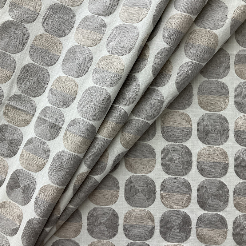 2 Yard Piece of P Kaufmann A Fresh Take Zuri Embroidered Woven Dove | Medium Weight Duck Fabric | Home Decor Fabric | 54" Wide