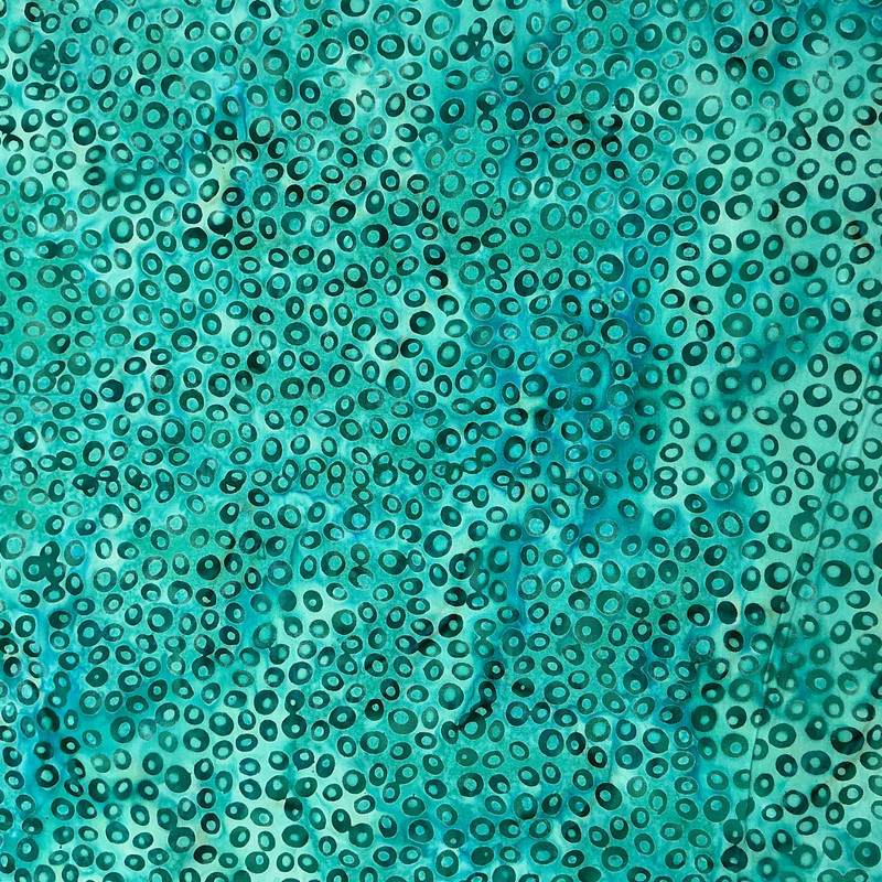 0.62 Yard Piece of Garden Groove Dot in Tropic Bay | Banyan Batiks | Quilting Fabric | 44" Wide | 100% Cotton | Circle Design | Blue / Green