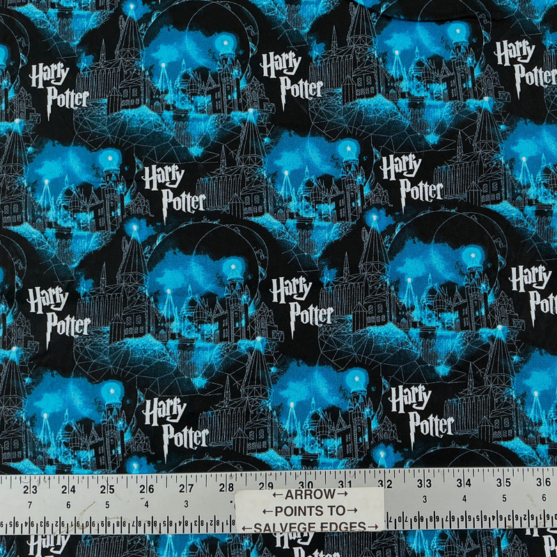 Harry Potter Hogwarts Moon Quilting Cotton Fabric | Blue / Black / White | 44 Wide | 100% Cotton | By the Yard | Licensed
