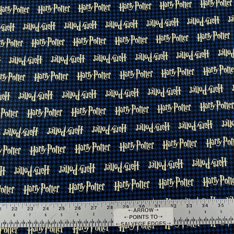 Harry Potter Houndstooth Quilting Cotton Fabric | Blue / Black / Cream  | 44 Wide | 100% Cotton | By the Yard | Licensed