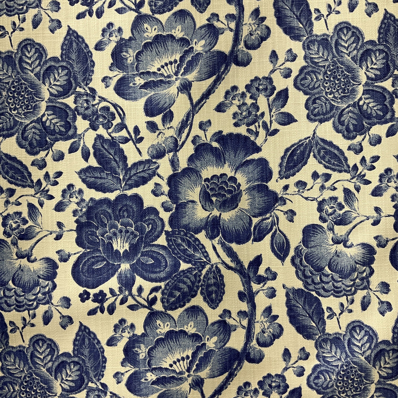 1.75 Yard Piece of PREMIER FLORAL In Color ROYAL Printed home Decor Fabric | By the Yard