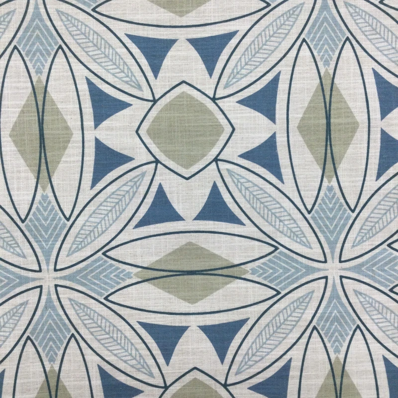 1.5 Yard Piece of Large Scale Modern Geo Fern in Blue / Grey / Linen | R-MEYER AEGEAN | Upholstery Fabric | Regal Fabrics Brand | 54 inch Wide | By the Yard