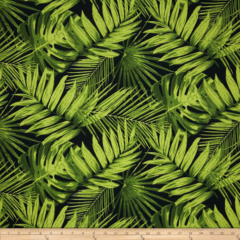 1 Yard Piece of Terrasol Indoor/Outdoor Tropical Fronds Ebony | Medium Weight Outdoor Fabric | Home Decor Fabric | 54" Wide