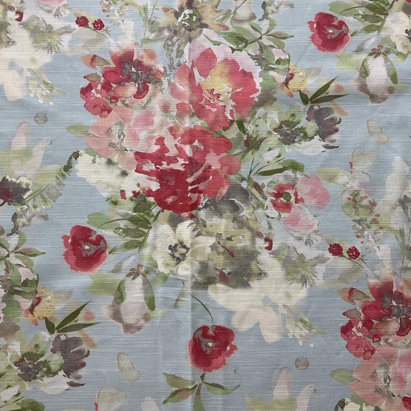 2.33 Yard Piece of Artist's View in Mist | Home Decor Fabric | Watercolor Floral | Blue / Green / Red | PKL Studio | Medium Weight | 54" Wide | By the Yard