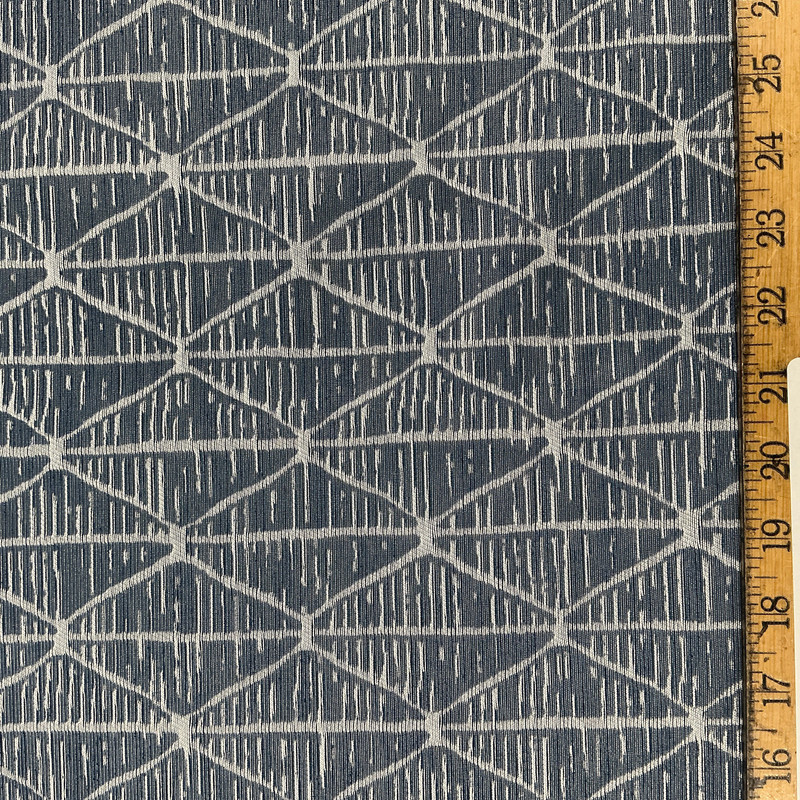 3 Yard Piece of Izel in Midnight By Belle Maison | Curtain And Light Weight Upholstery | Geometric Blue Silver | 59" Wide | 100% Poly | By the Yard