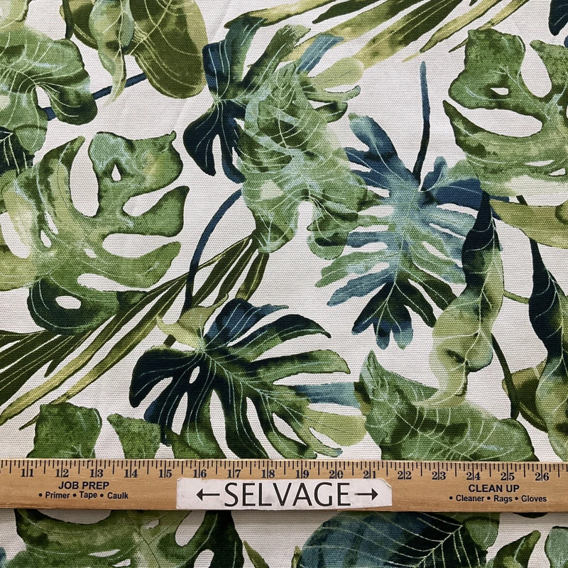 1 Yard Piece of Tommy Bahama Home Falling Fronds Basketweave Aloe | Medium Weight Basketweave Fabric | Home Decor Fabric | 54" Wide