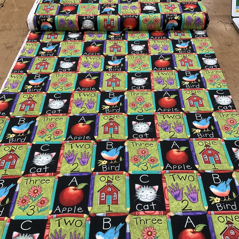 1.66 Yard Piece of One, Two, Three By Susan Winget | Quilting Fabric | Teacher Themed | 100% Cotton | 44" Wide | By the Yard