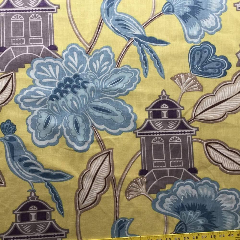 2 Yard Piece of Emperor's Garden in Chartreuse Upholstery Drapery Fabric | Braemore | 54W | BTY | 42209-542-REM2