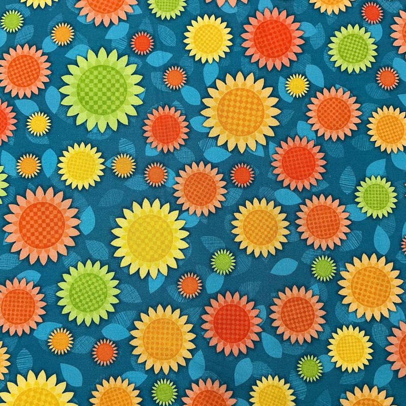 0.5 Yard Piece of Fall Color Autumn Garden in Multi | Northcott | Quilting Fabric | 44" Wide | 100% Cotton | Floral | Red / Yellow / Orange / Green / Blue