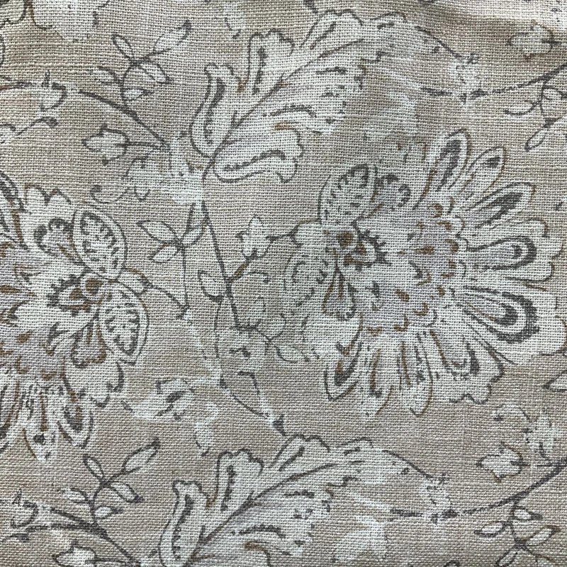 1.66 Yard Piece of Florentino in Linen | Home Decor Fabric | Jacobean Floral in Light Beige / Off White | 54" Wide | By the Yard