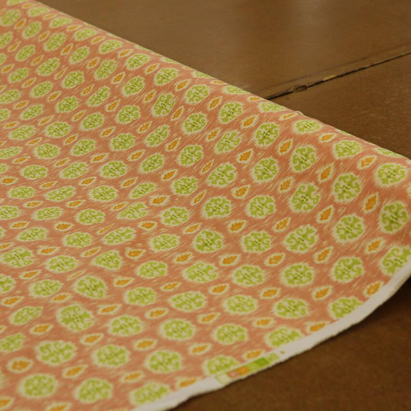Breamore Peach And Green Drapery & Curtain Fabric By The Yard