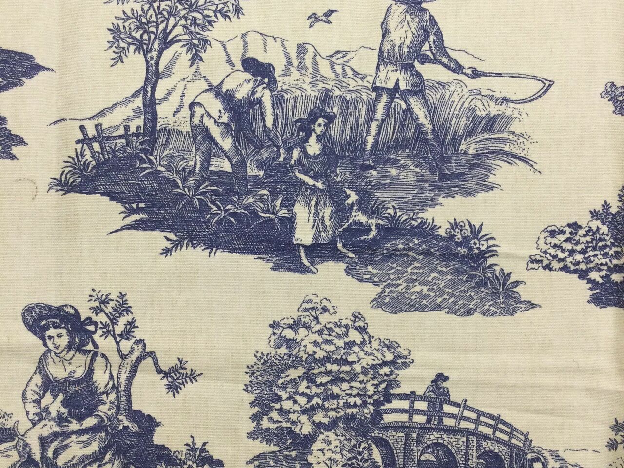 Waverly Toile Blue Charmed Rustic Life Fabric by the Yard 
